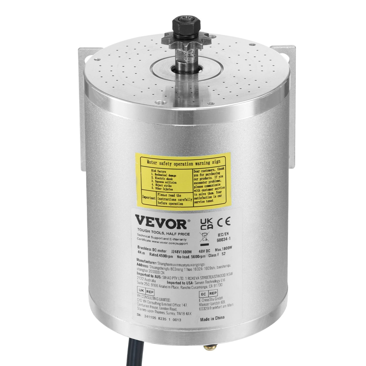 1800W 48VEelektrisk borstlös DC-motorsats med uppgraderad hastighetsregulator