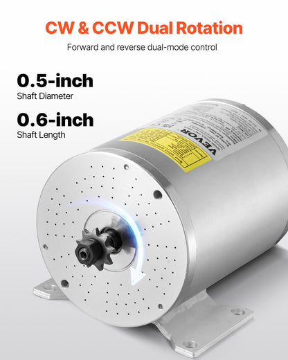 1800W Electric Brushless DC Motor Kit - 48V 4500rpm Motor with Upgraded Speed Controller for Go Karts E-Bike Motorcycle Scooter