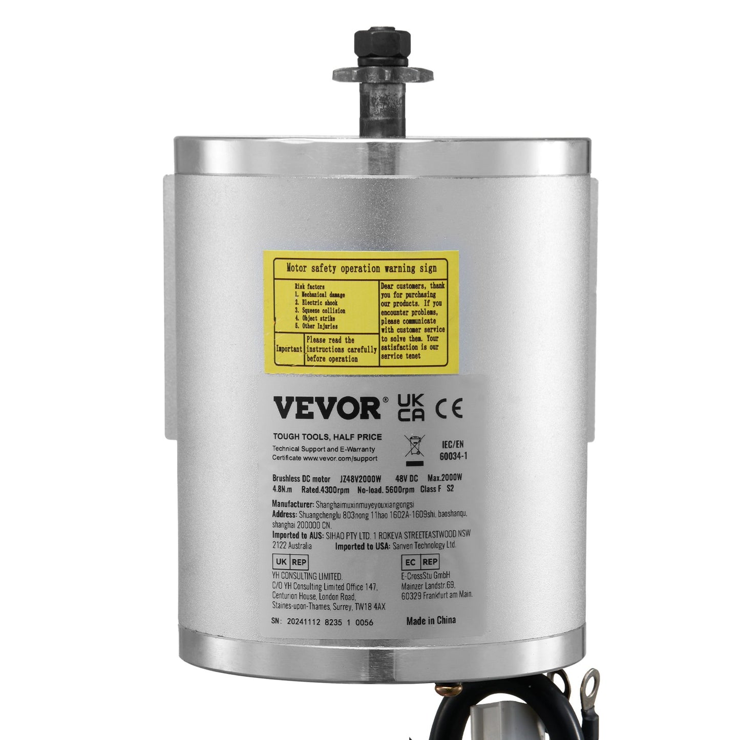 48V 2000W elektrisk borstlös DC-motorsats med uppgraderad hastighetsregulator