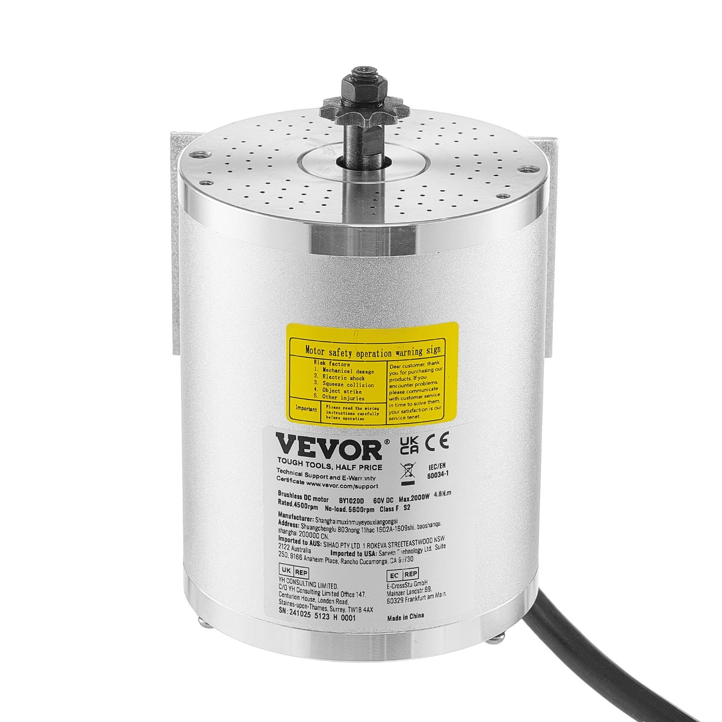 2000W elektrisk borstlös DC-motorsats 60V 4500rpm med uppgraderad styrenhet