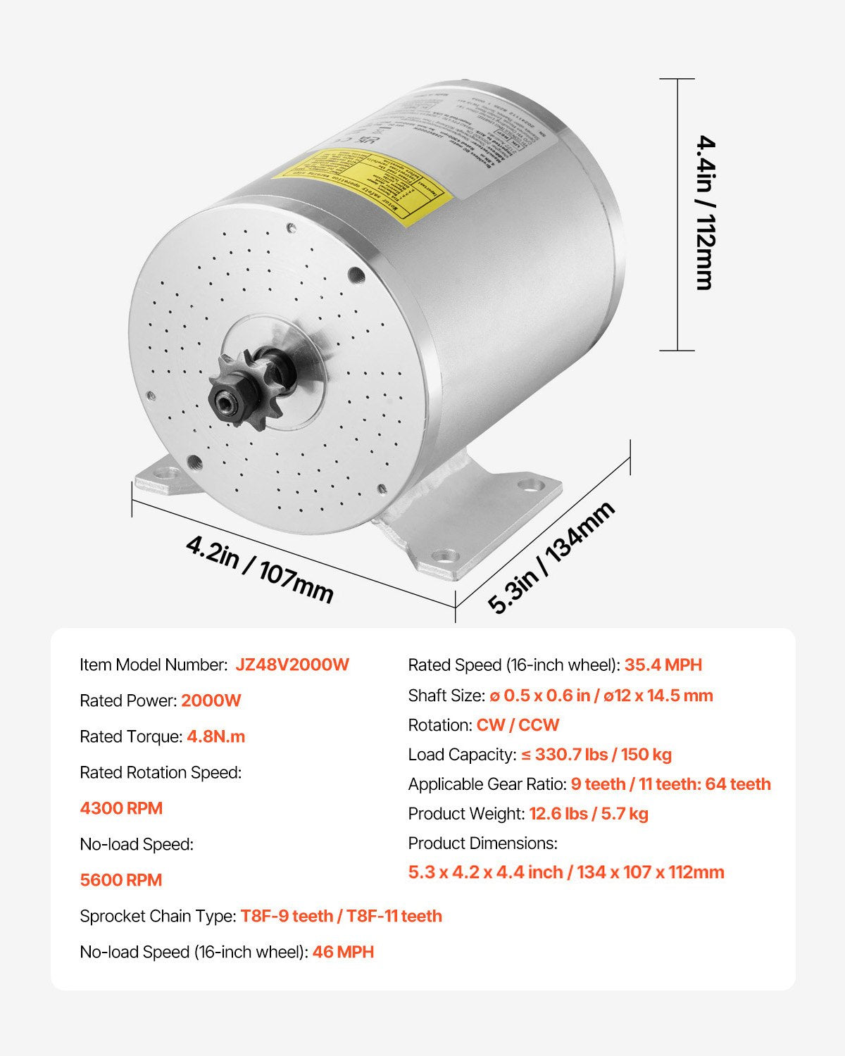 2000W Electric Brushless DC Motor Kit - 48V 4300rpm Motor with Upgraded Speed Controller and Throttle Grip Kit for Go Karts E-Bike Motorcycle Scooter DIY