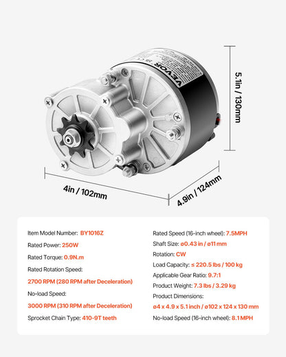 250 W elektrischer, leistungsstarker Gleichstrommotor-Bausatz, 24 V, 2700 U/min, mit verbessertem Drehzahlregler