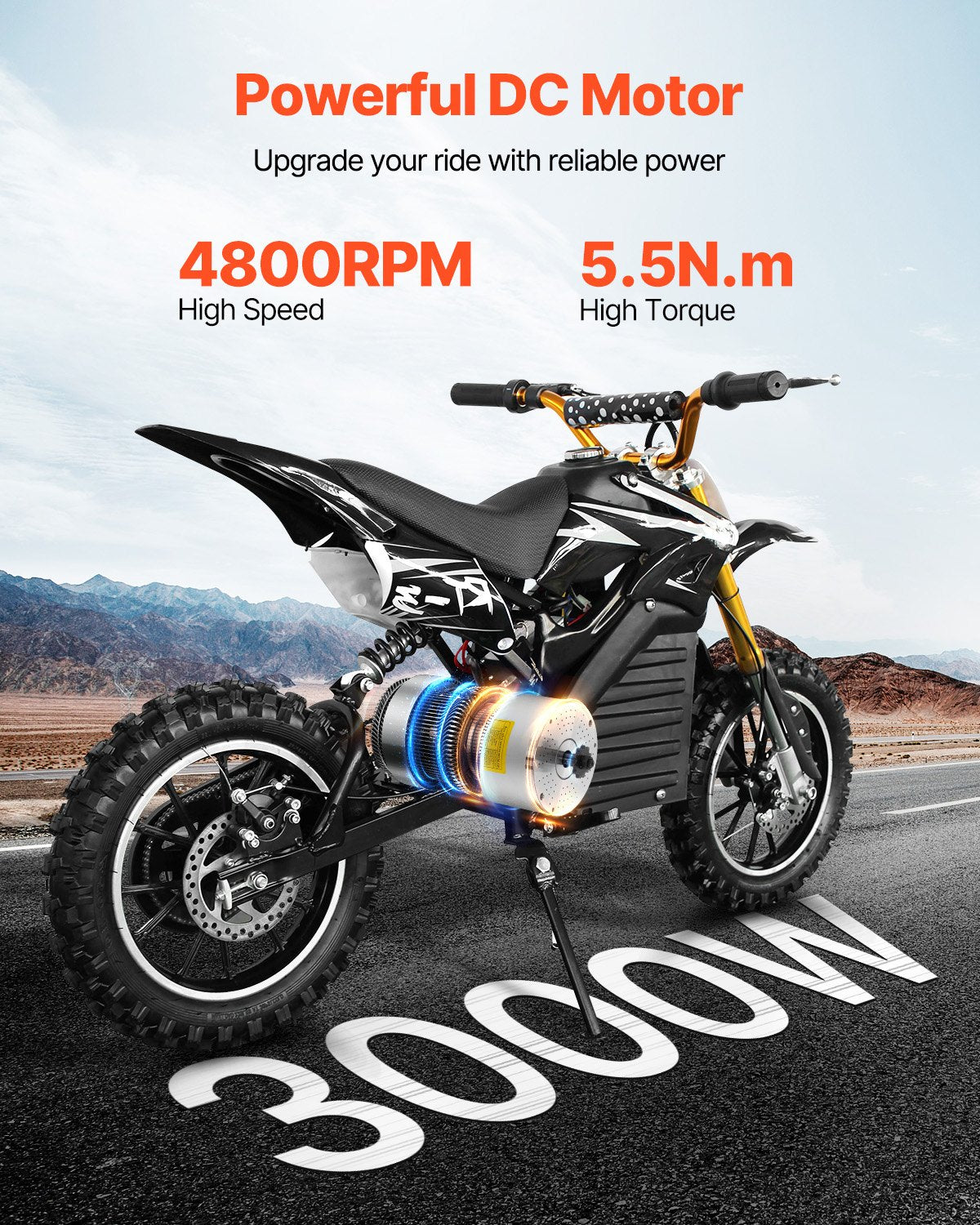 3000W Elektrischer bürstenloser Gleichstrommotor 60V 4800rpm Motor für E-Bike Dirt Bike