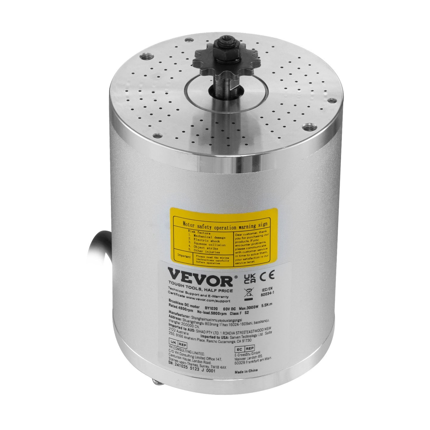 3000W Elektrischer bürstenloser Gleichstrommotor 60V 4800rpm Motor für E-Bike Dirt Bike