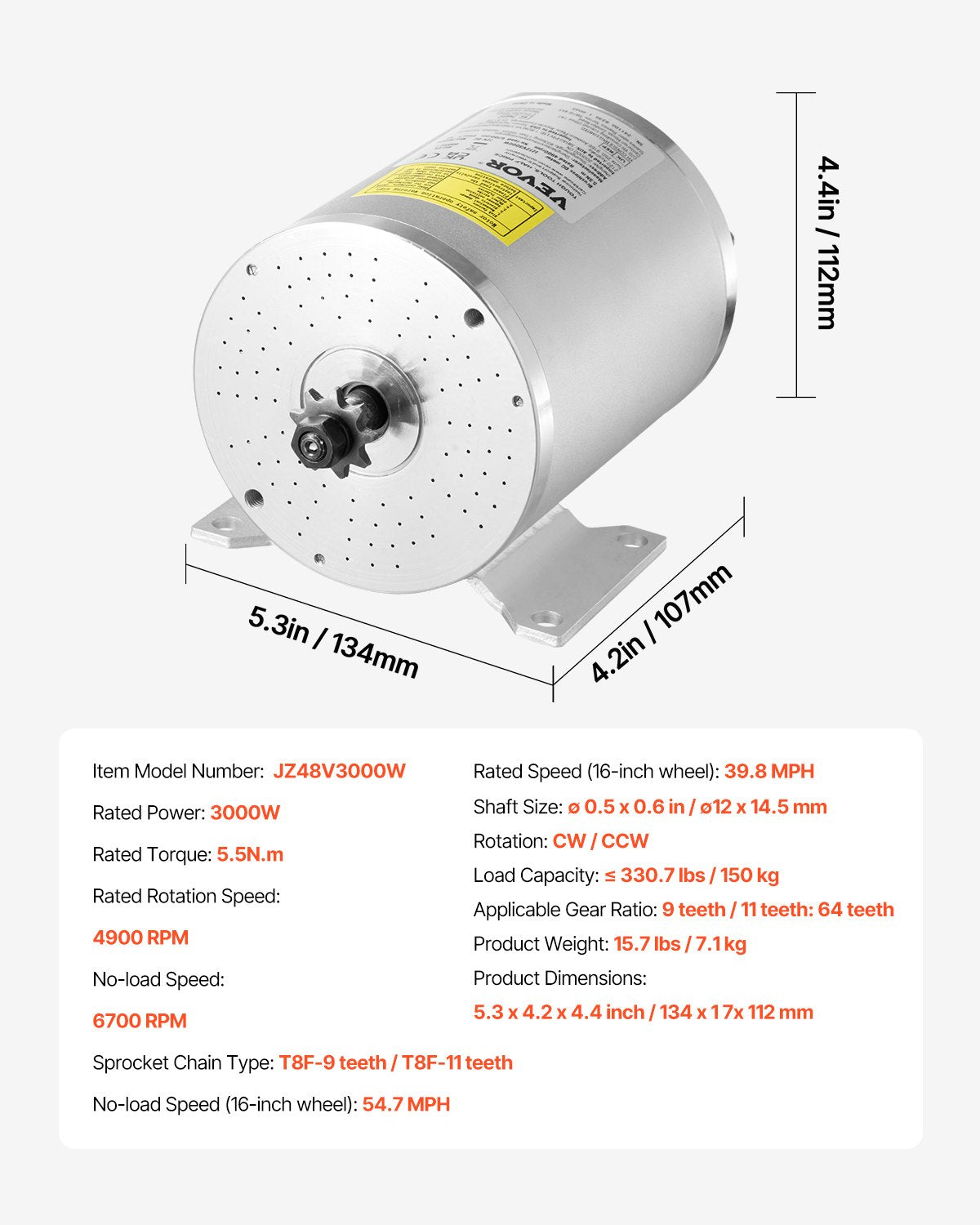 3000W Elektrischer bürstenloser Gleichstrommotor-Bausatz 72V 4900U/min mit Drehzahlregler