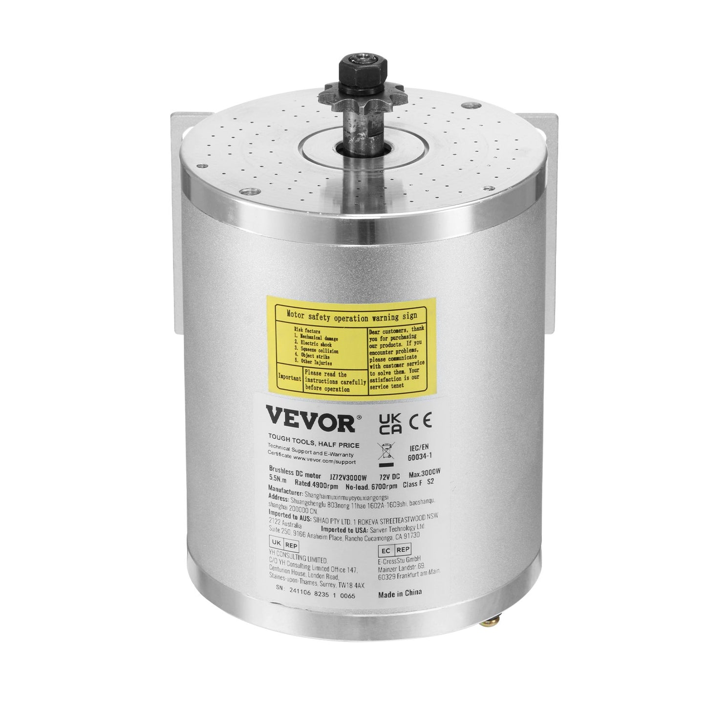 3000W Elektrischer bürstenloser Gleichstrommotor-Bausatz 72V 4900U/min mit Drehzahlregler