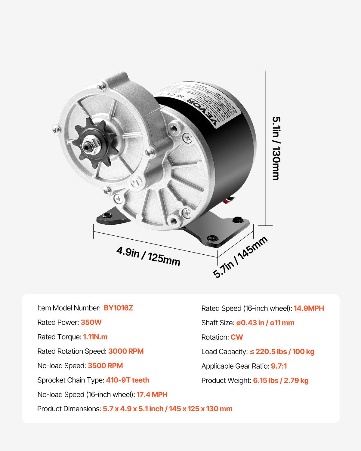 350W elektrischer leistungsstarker Gleichstrommotor 24V 3000rpm Motor für E-Bike Dirt Bike DIY