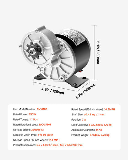 350W elektrischer leistungsstarker Gleichstrommotor 24V 3000rpm Motor für E-Bike Dirt Bike DIY