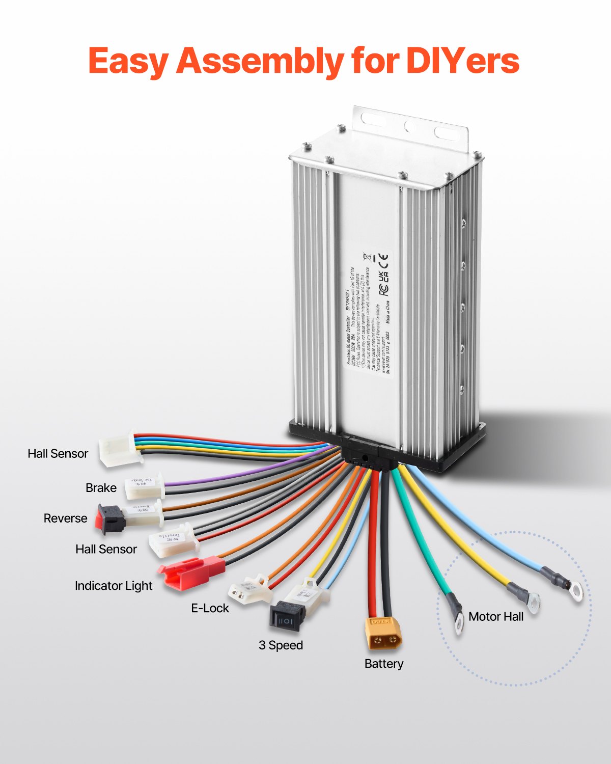 500W Electric Brushless DC Motor Kit 36V 3000rpm with Upgraded Controller