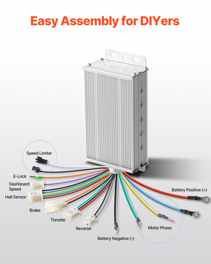 500W Electric Brushless DC Motor Kit 48V 2700rpm with Upgraded Controller