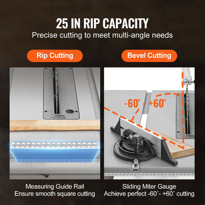 10 "Tischkreissäge Elektrische Schneidemaschine 4400 U/min 25-Zoll-Nietkapazität Holzbearbeitung