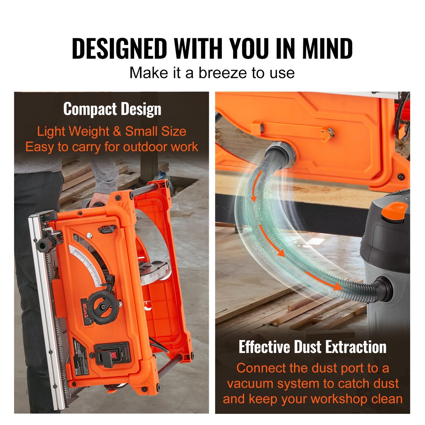 10 "Tischkreissäge Elektrische Schneidemaschine 4400 U/min 25-Zoll-Nietkapazität Holzbearbeitung