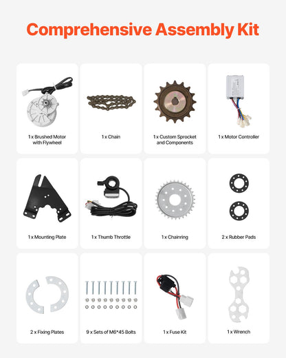 450 W elektrischer Bürsten-Gleichstrommotor-Bausatz, 36 V, 3000 U/min, mit verbessertem Controller