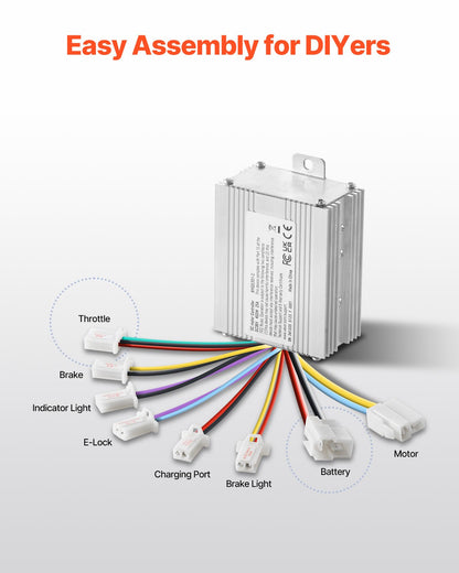 450 W elektrischer Bürsten-Gleichstrommotor-Bausatz, 36 V, 3000 U/min, mit verbessertem Controller
