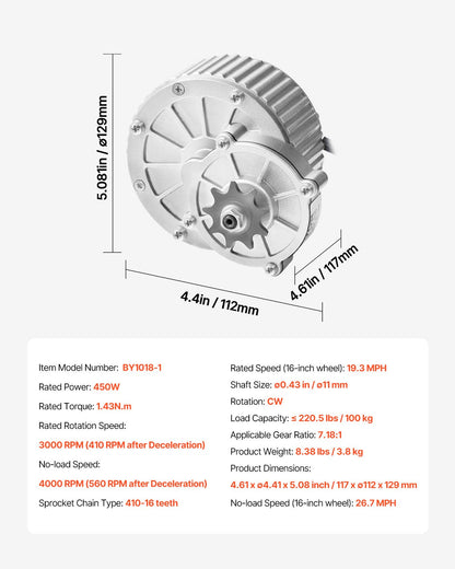 450 W elektrischer Bürsten-Gleichstrommotor-Bausatz, 36 V, 3000 U/min, mit verbessertem Controller