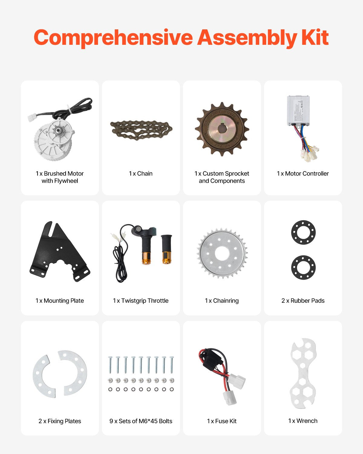 450 W elektrischer Bürsten-Gleichstrommotor-Bausatz, 36 V, 3000 U/min, Motor mit Drehzahlregler