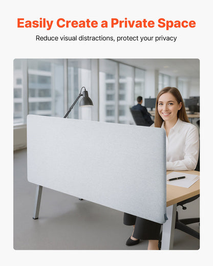 Desk Divider Privacy Panel, 60" x 24" Clamp-on Office Desk Partition, PET Cubicle Partition Panel, Workstation Privacy Divider with 2 C-Type Clamps for Office, Sturdy Room, Library