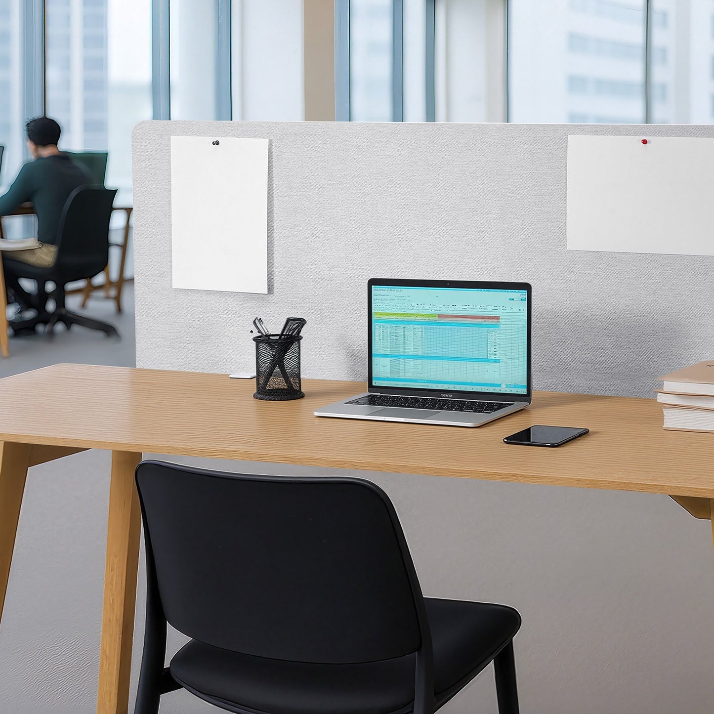 Desk Divider Privacy Panel, 60" x 24" Clamp-on Office Desk Partition, PET Cubicle Partition Panel, Workstation Privacy Divider with 2 C-Type Clamps for Office, Sturdy Room, Library