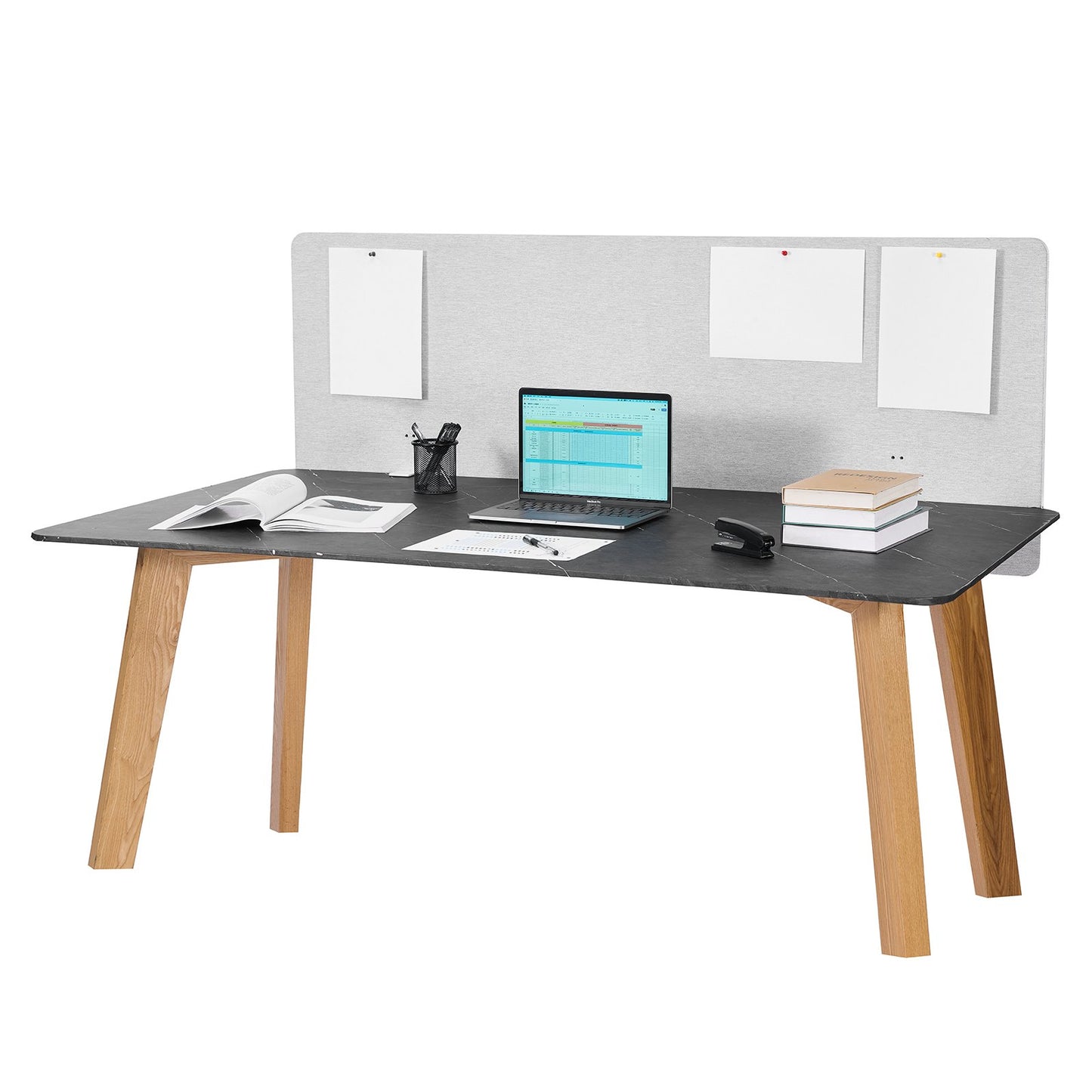 Desk Divider Privacy Panel, 60" x 24" Clamp-on Office Desk Partition, PET Cubicle Partition Panel, Workstation Privacy Divider with 2 C-Type Clamps for Office, Sturdy Room, Library