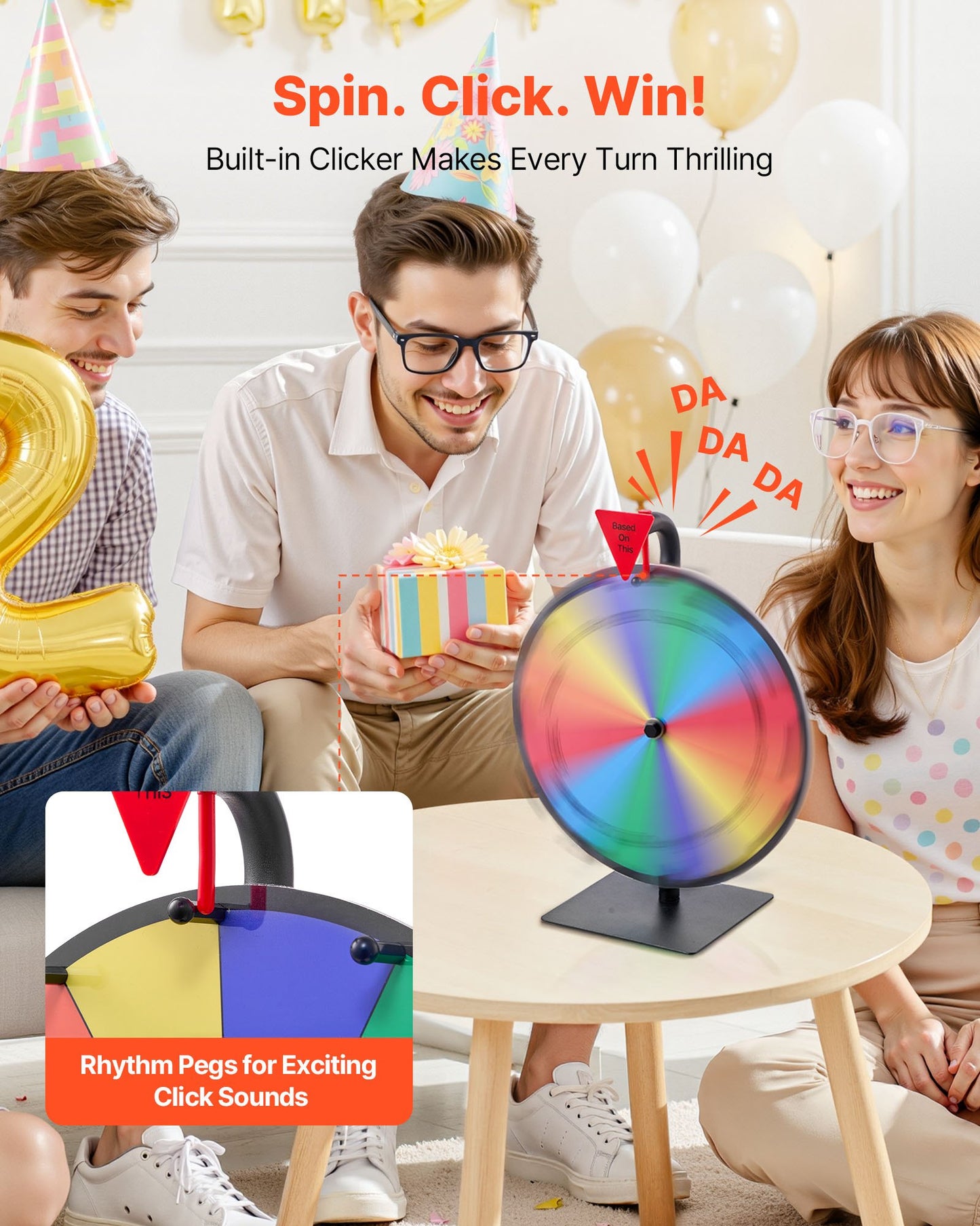 12 in Spinning Prize Wheel, 12 Slots Spinning Wheel with Stand, Tabletop Win Fortune Roulette with a Dry Erase and 2 Markers, 6 Colors, Easy Assembly, for Party Pub Trade Show Carnival Events