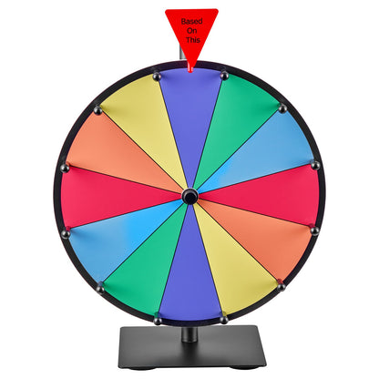 12 in Spinning Prize Wheel, 12 Slots Spinning Wheel with Stand, Tabletop Win Fortune Roulette with a Dry Erase and 2 Markers, 6 Colors, Easy Assembly, for Party Pub Trade Show Carnival Events