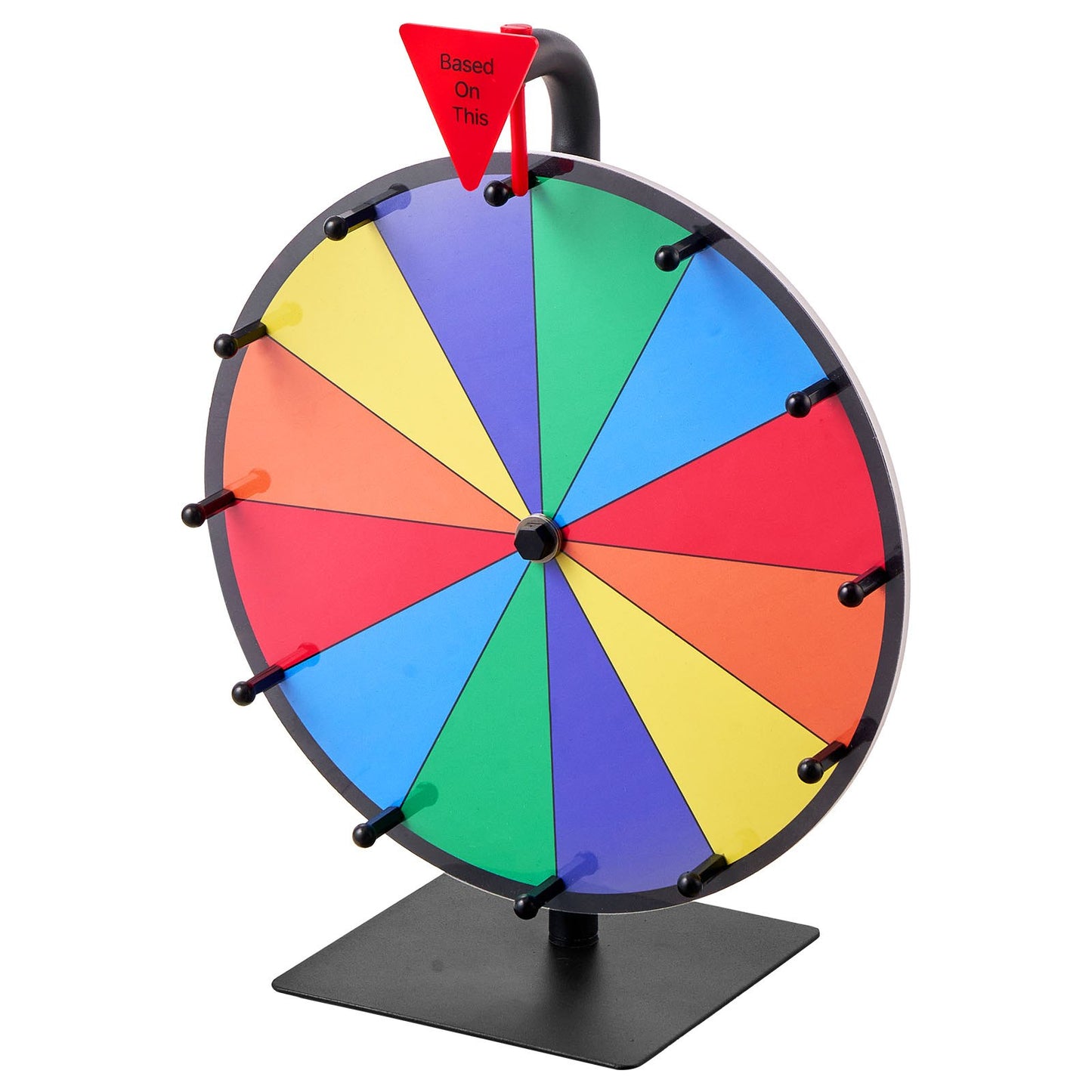 12 in Spinning Prize Wheel, 12 Slots Spinning Wheel with Stand, Tabletop Win Fortune Roulette with a Dry Erase and 2 Markers, 6 Colors, Easy Assembly, for Party Pub Trade Show Carnival Events