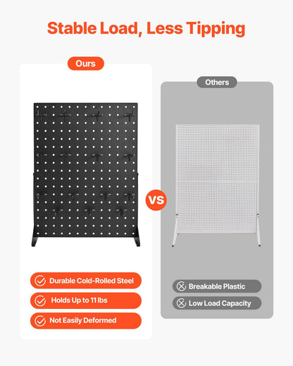 Pegboard Display Stand, 17 x 13 Inch Tabletop Pegboard Display Stand with 30 Hooks, Thickened Cold-Rolled Steel Peg Board Panel for Grocery, Retail Store and Jewelry Shop, Black (2 PCS)