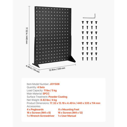 Pegboard-Displayständer, Tisch-Pegboard-Panels-Display, Schwarz (4 Stück)