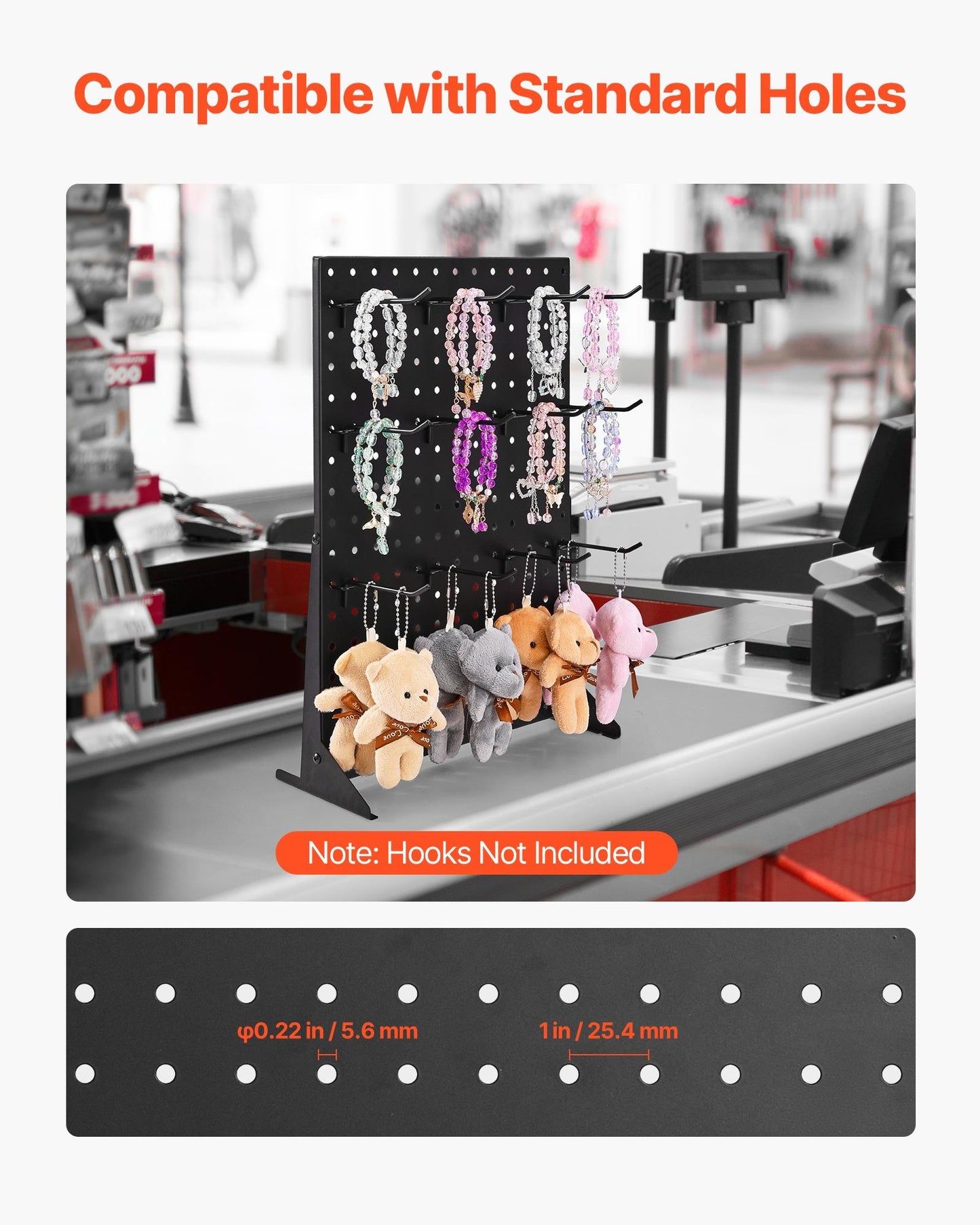 Pegboard Display Stand, 17 x 13 in Tabletop Pegboard Display Stand, Accessories Rack Organizer, Thickened Cold-Rolled Steel Peg Board Panel for Grocery Retail Store Jewelry Shop, Black (4 PCS)