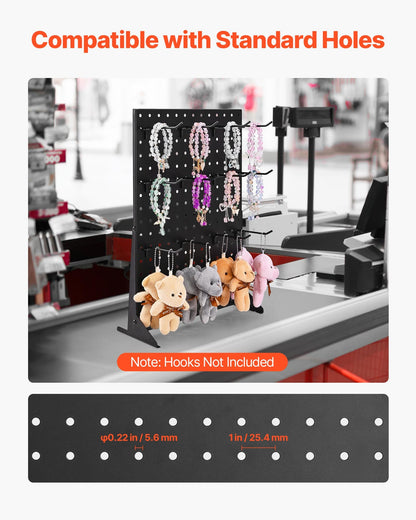 Pegboard Display Stand, 17 x 13 in Tabletop Pegboard Display Stand, Accessories Rack Organizer, Thickened Cold-Rolled Steel Peg Board Panel for Grocery Retail Store Jewelry Shop, Black (4 PCS)