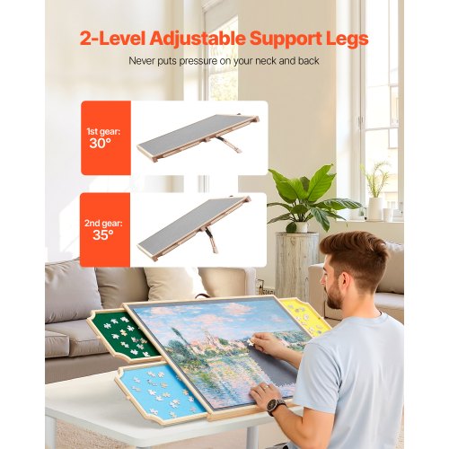 1000-teiliges Puzzlebrett mit Schubladendeckel Tragbares Holzpuzzle 73x53cm