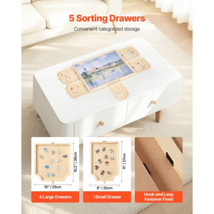 1000-teiliges Puzzlebrett mit Schubladendeckel Tragbares Holzpuzzle 74x53cm