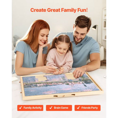 1000-teiliges Puzzlebrett mit Schubladendeckel Tragbares Holzpuzzle 74x53cm