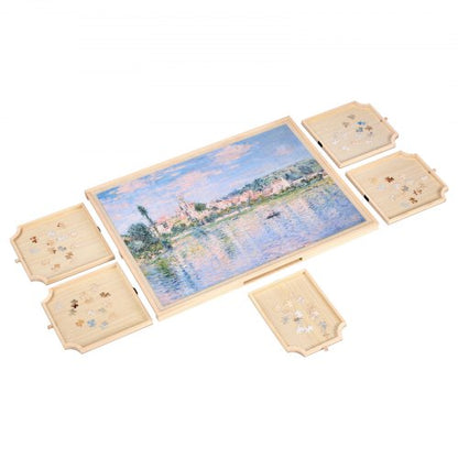 1000-teiliges Puzzlebrett mit Schubladendeckel Tragbares Holzpuzzle 74x53cm