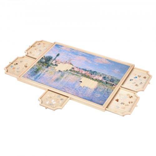 1000-teiliges Puzzlebrett mit Schubladendeckel Tragbares Holzpuzzle 74x53cm