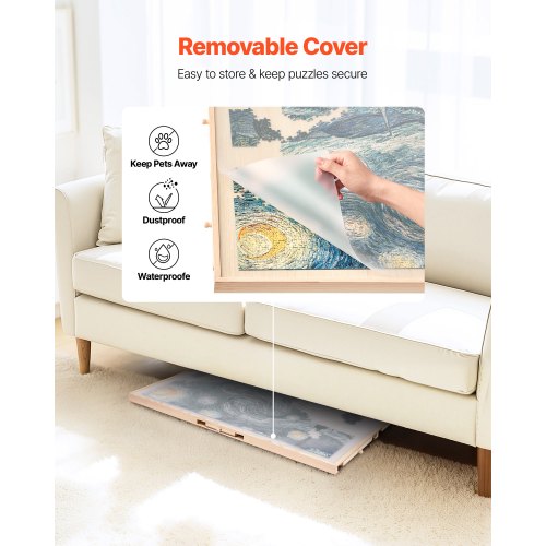 1500-bitars pusselbräde med lådlock Bärbart trästicksåg 86x63cm