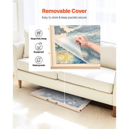 1500-bitars pusselbräde med lådlock Bärbart trästicksåg 86x63cm