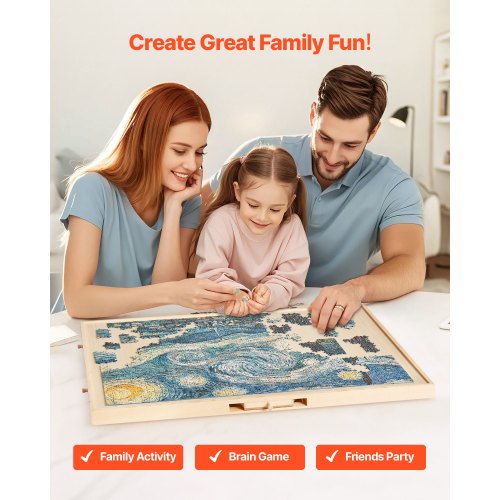 1500-bitars pusselbräde med lådlock Bärbart trästicksåg 86x63cm