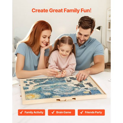 1500-bitars pusselbräde med lådlock Bärbart trästicksåg 86x63cm