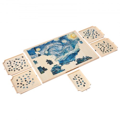 1500-bitars pusselbräde med lådlock Bärbart trästicksåg 86x63cm