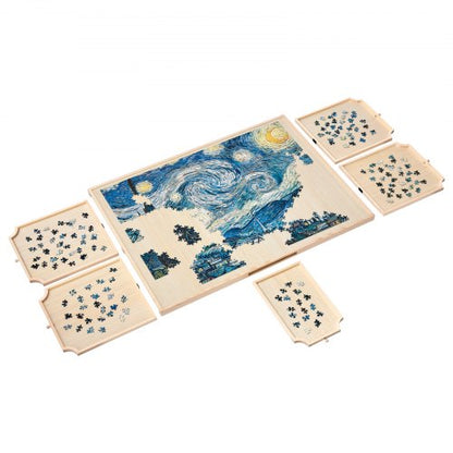 1500-bitars pusselbräde med lådlock Bärbart trästicksåg 86x63cm