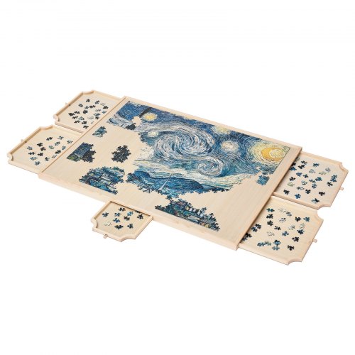 1500-bitars pusselbräde med lådlock Bärbart trästicksåg 86x63cm