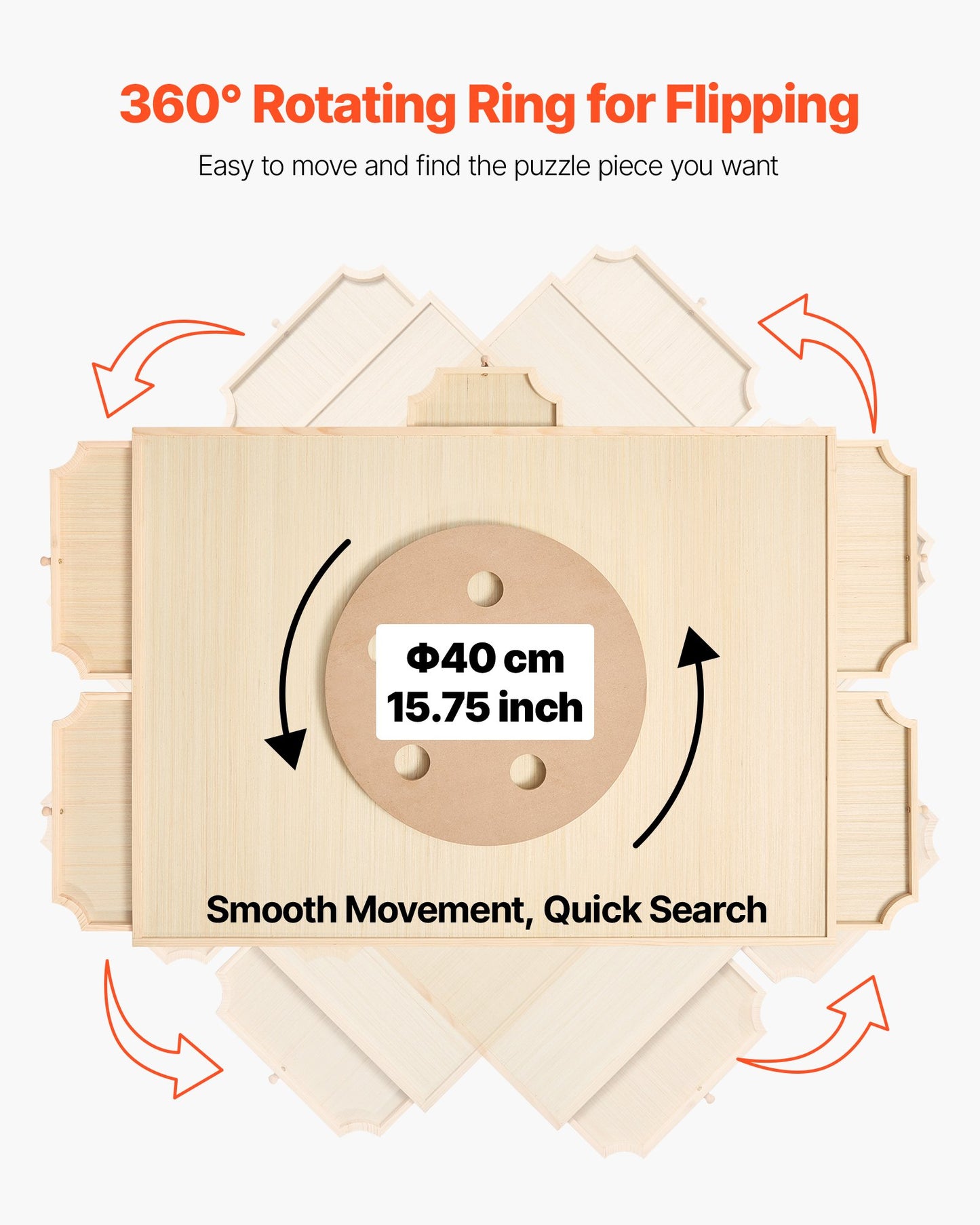 1500 Piece Rotating Puzzle Board with 5 Drawers and Cover, 34x25 inch in Portable Wooden Table, Jigsaw Puzzle Accessories for Adults, Puzzles Organizer Storage System, Birthday Gift for Mom