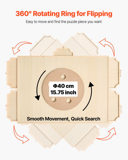 1500 Piece Rotating Puzzle Board with 5 Drawers and Cover, 34x25 inch in Portable Wooden Table, Jigsaw Puzzle Accessories for Adults, Puzzles Organizer Storage System, Birthday Gift for Mom