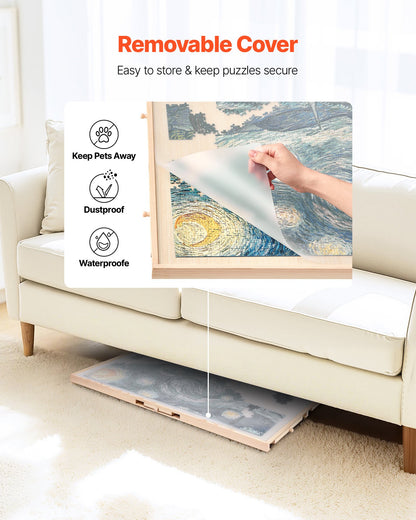 1500 Piece Rotating Puzzle Board with 5 Drawers and Cover, 34x25 inch in Portable Wooden Table, Jigsaw Puzzle Accessories for Adults, Puzzles Organizer Storage System, Birthday Gift for Mom