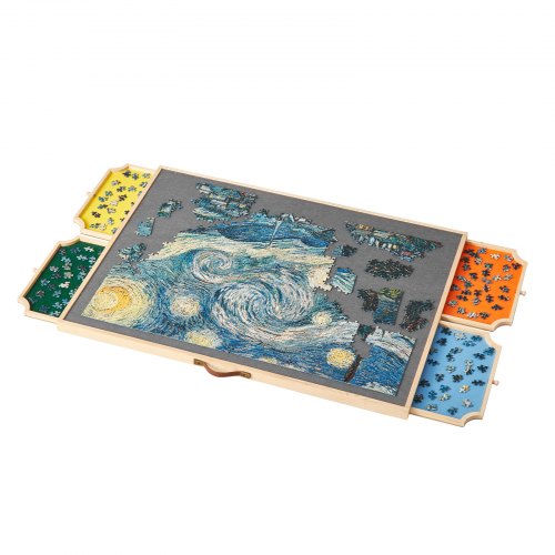 1500-bitars pusselbräde med lådlock Bärbart trästicksåg 86x63cm