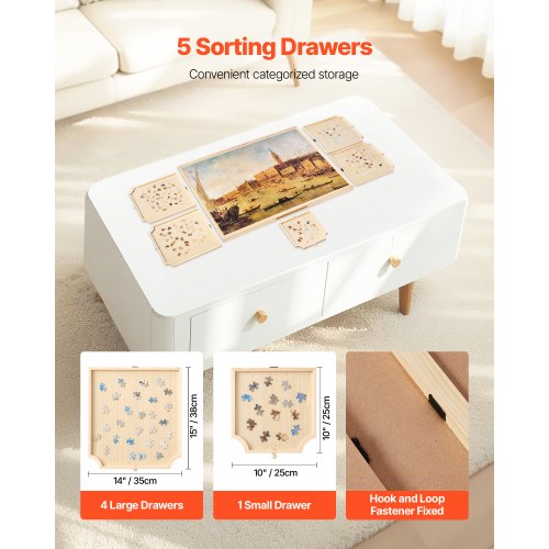 2000-piece puzzle board with drawer lid Portable wooden jigsaw 102x74cm