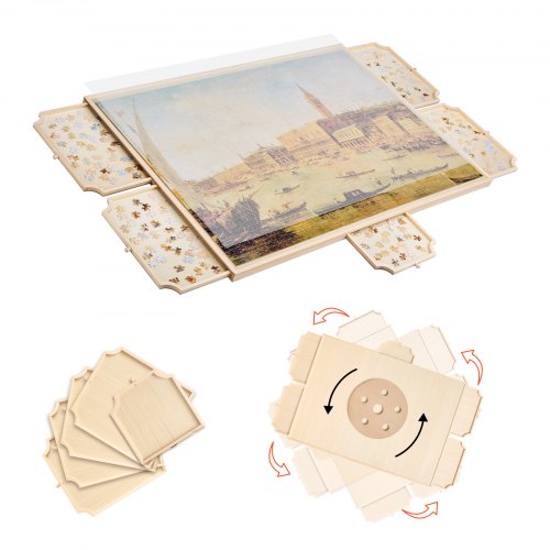 2000-piece puzzle board with drawer lid Portable wooden jigsaw 102x74cm