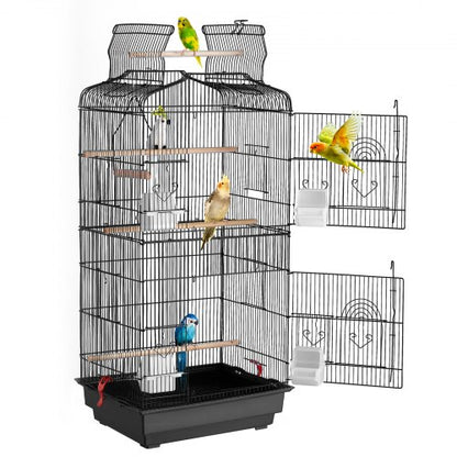 41-inch Open Top Large Parrot Bird Cage, Hanging Bird Cage for Parakeets Finches Canaries Lovebirds Cockatiels Budgies Small Quaker Conures Travel Pet Flight Birdcage with Swing and Perch