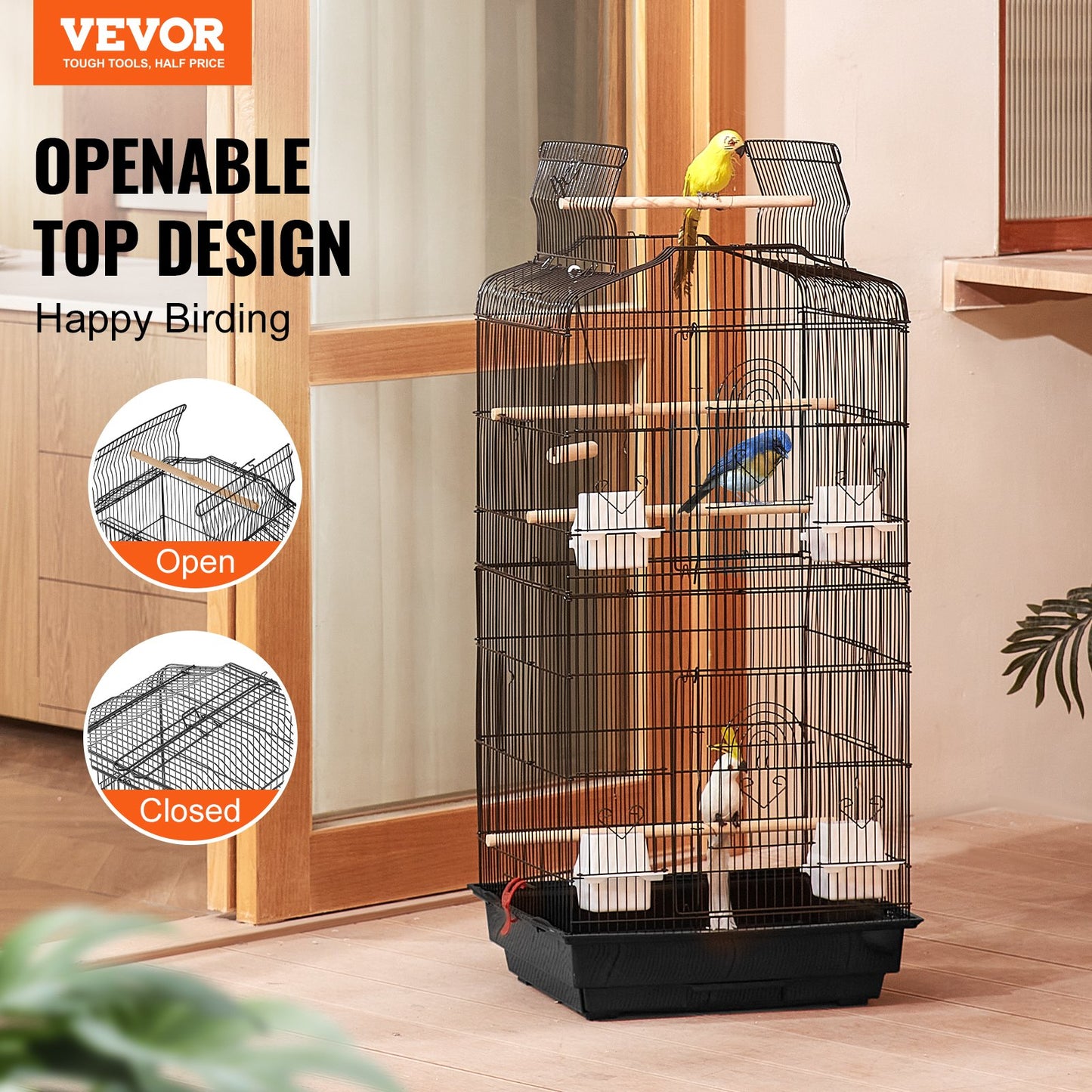 Bird Flight Cage 39 in Metal Hanging Parakeet Cage for Cockatiels Parrot